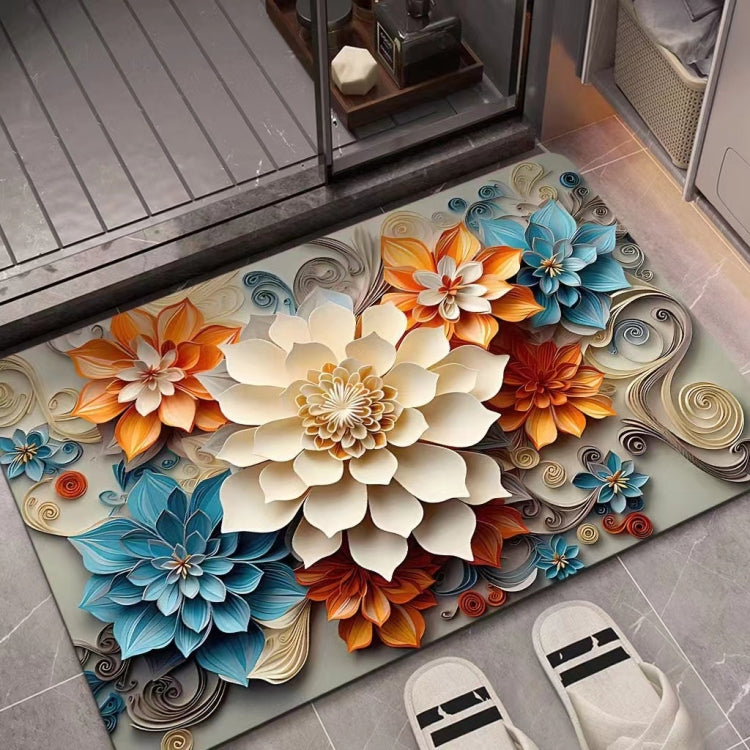 Tapis de sol absorbant en boue de diatomées avec peinture à l'huile 3D, antidérapant, 40 x 60 cm, 50 x 80 cm