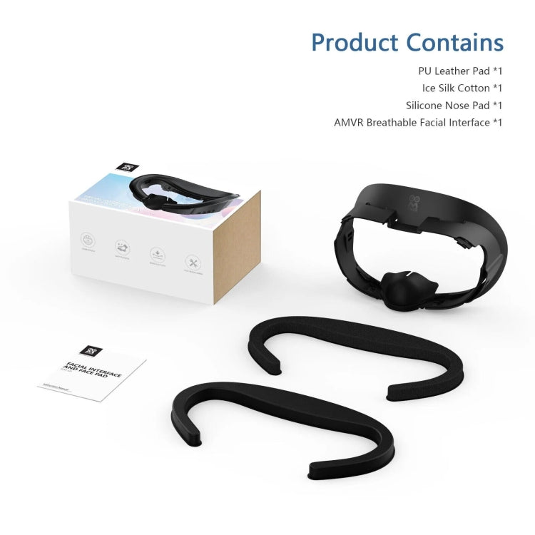 AMVR Q3FC1 Masque en cuir respirant en soie glacée pour Meta Quest3