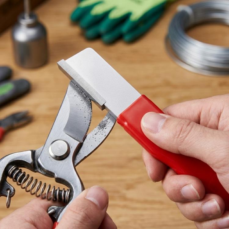 Affûteur portable d'extérieur pour ciseaux de jardin, couteaux et ciseaux, double usage.