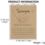 Collier Pendentif 12 Signes du Zodiaque avec Strass et Chaîne de Clavicule, Scorpion Doré, Sagittaire Doré, Capricorne Doré, Taureau Doré, Poissons Doré, Lion Doré, Balance Doré, Cancer Doré, Verseau Doré, Vierge Doré, Bélier Doré
