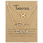 3 In 1 12 Zodiac Signs Necklace Set Retro Alphabet Symbols With Diamonds Jewelry Set, Scorpion Golden, Sagittarius Golden, Capricorn Golden, Taurus Golden, Pisces Golden, Leo Golden, Libra Golden, Cancer Golden, Aquarius Golden, Virgo Golden, Aries Gol...