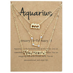 3 In 1 12 Zodiac Signs Necklace Set Retro Alphabet Symbols With Diamonds Jewelry Set, Scorpion Golden, Sagittarius Golden, Capricorn Golden, Taurus Golden, Pisces Golden, Leo Golden, Libra Golden, Cancer Golden, Aquarius Golden, Virgo Golden, Aries Gol...