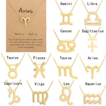 Collier Signes du Zodiaque Bijoux en Chaîne Courte en Alliage Galvanisé, Bélier Doré, Cancer Doré, Balance Dorée, Vierge Dorée, Lion Doré, Verseau Doré, Poissons Doré, Taureau Doré, Capricorne Doré, Sagittaire Doré, Scorpion Doré, Gémeaux Doré