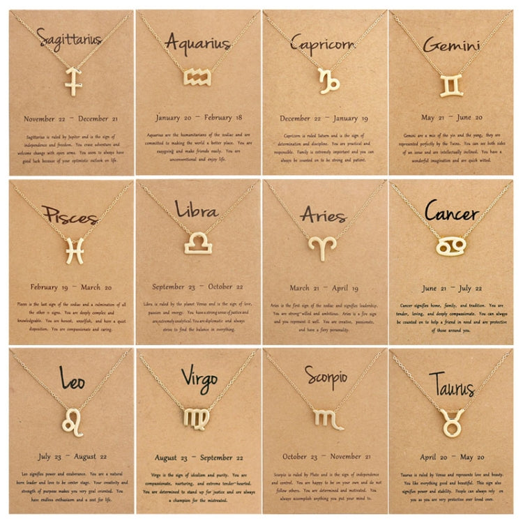 Collier Signes du Zodiaque Bijoux en Chaîne Courte en Alliage Galvanisé, Bélier Doré, Cancer Doré, Balance Dorée, Vierge Dorée, Lion Doré, Verseau Doré, Poissons Doré, Taureau Doré, Capricorne Doré, Sagittaire Doré, Scorpion Doré, Gémeaux Doré