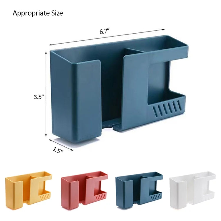 Boîte de rangement murale double grille, organiseur de télécommande et d'articles divers, support de charge pour téléphone portable, double bleu
