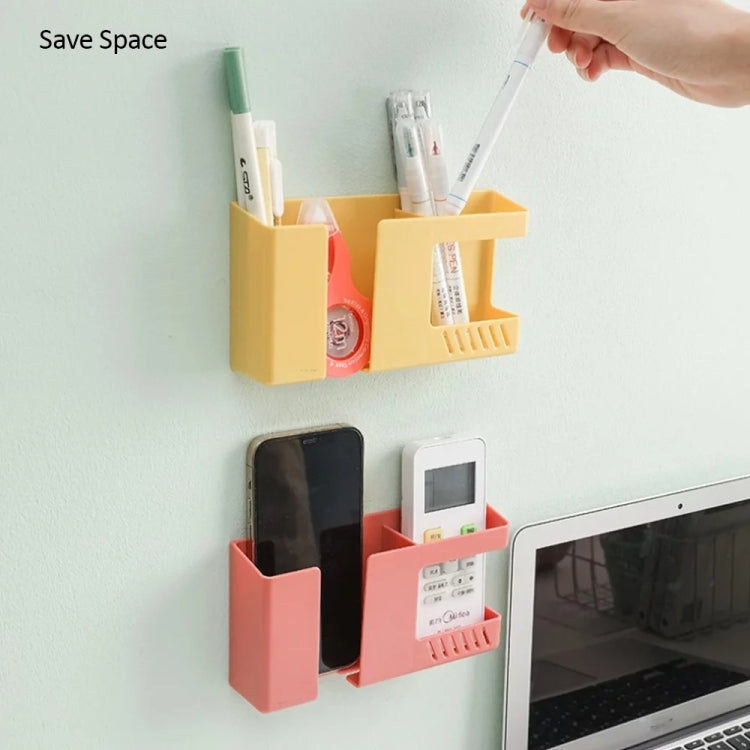 Boîte de rangement murale double grille, organiseur de télécommande et d'articles divers, support de charge pour téléphone portable, double bleu