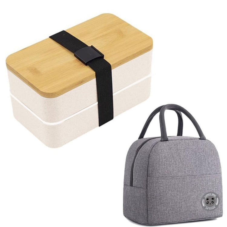 Boîte à lunch portable à double compartiment isotherme de 1200 ml, récipient alimentaire en plastique micro-ondable, Sans sac isotherme Noir, Sans sac isotherme Blanc, Avec sac isotherme Noir, Avec sac isotherme Blanc