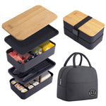 Boîte à lunch portable à double compartiment isotherme de 1200 ml, récipient alimentaire en plastique micro-ondable, Sans sac isotherme Noir, Sans sac isotherme Blanc, Avec sac isotherme Noir, Avec sac isotherme Blanc