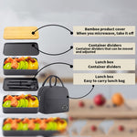 Boîte à lunch portable à double compartiment isotherme de 1200 ml, récipient alimentaire en plastique micro-ondable, Sans sac isotherme Noir, Sans sac isotherme Blanc, Avec sac isotherme Noir, Avec sac isotherme Blanc