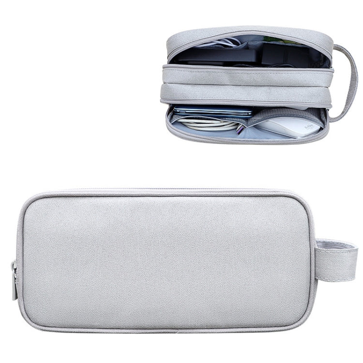 Sac de rangement d'accessoires numériques double couche grande capacité SM09, Gris, Noir, Bleu marine, Gris foncé