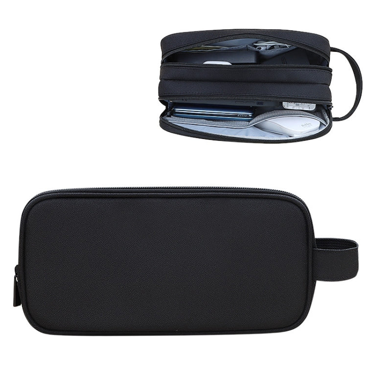 Sac de rangement d'accessoires numériques double couche grande capacité SM09, Gris, Noir, Bleu marine, Gris foncé