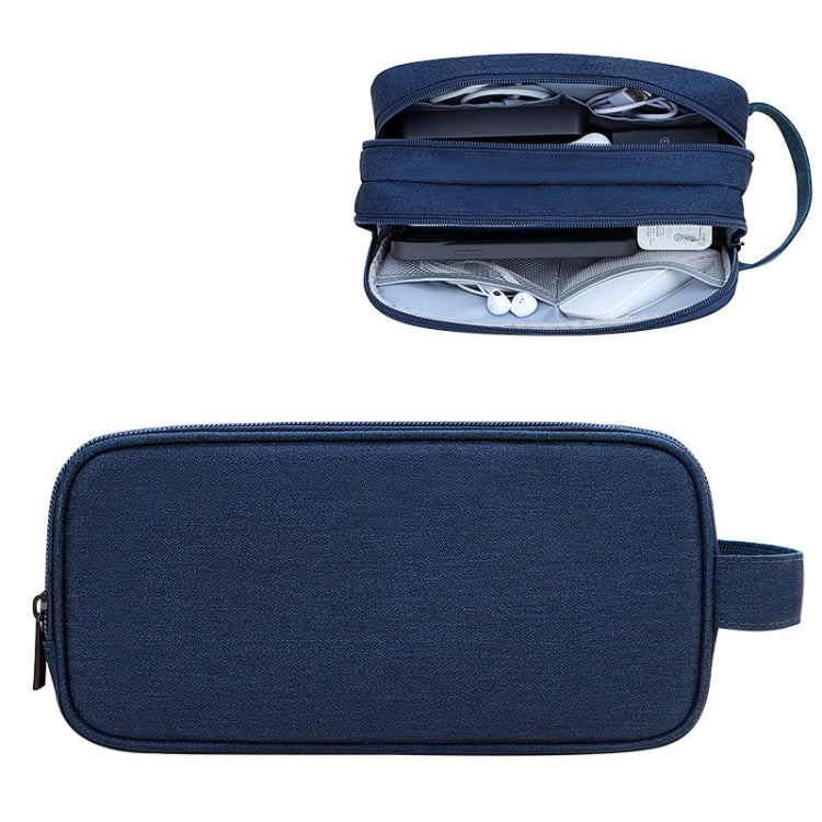 Sac de rangement d'accessoires numériques double couche grande capacité SM09, Gris, Noir, Bleu marine, Gris foncé