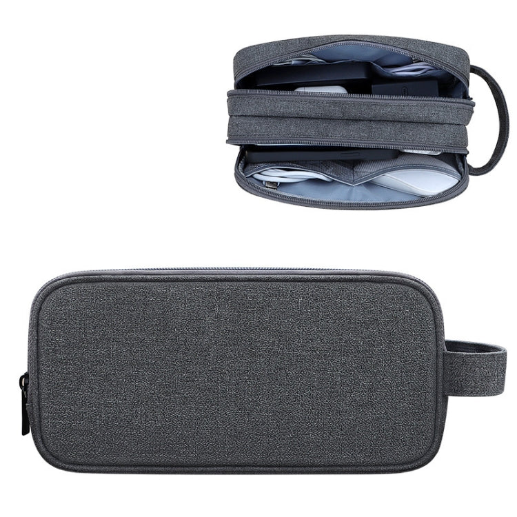 Sac de rangement d'accessoires numériques double couche grande capacité SM09, Gris, Noir, Bleu marine, Gris foncé