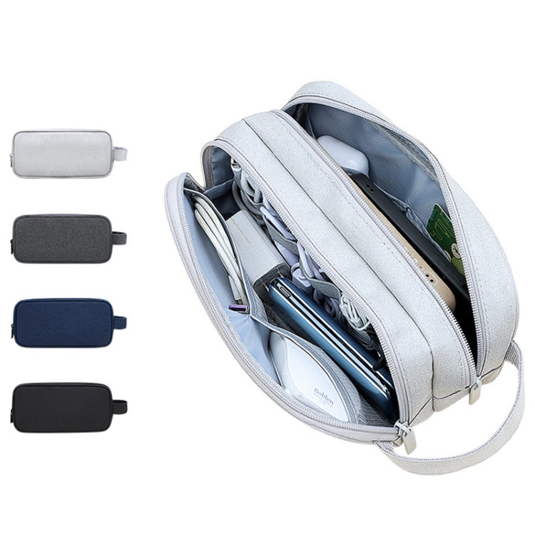 Sac de rangement d'accessoires numériques double couche grande capacité SM09, Gris, Noir, Bleu marine, Gris foncé