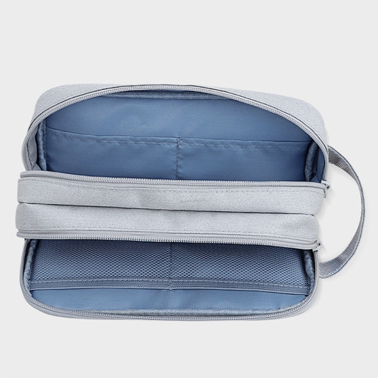 Sac de rangement d'accessoires numériques double couche grande capacité SM09, Gris, Noir, Bleu marine, Gris foncé
