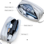 Sac de rangement d'accessoires numériques double couche grande capacité SM09, Gris, Noir, Bleu marine, Gris foncé