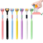 YALINA Brosse à dents à trois côtés Poils souples Brosse à dents en forme de V à 360 degrés, 418 Adultes Rose, 418 Adultes Violet, A22 Enfants Rose, A22 Enfants Jaune, A22 Enfants Bleu