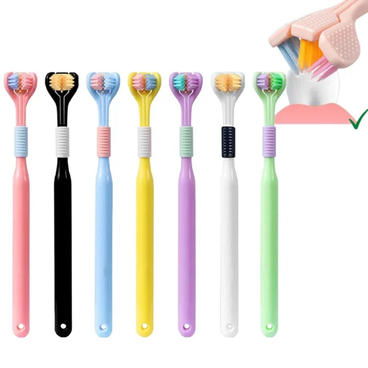 YALINA Brosse à dents à trois côtés Poils souples Brosse à dents en forme de V à 360 degrés, 418 Adultes Rose, 418 Adultes Violet, A22 Enfants Rose, A22 Enfants Jaune, A22 Enfants Bleu