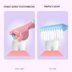 YALINA Brosse à dents à trois côtés Poils souples Brosse à dents en forme de V à 360 degrés, 418 Adultes Rose, 418 Adultes Violet, A22 Enfants Rose, A22 Enfants Jaune, A22 Enfants Bleu