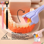 YALINA Brosse à dents à trois côtés Poils souples Brosse à dents en forme de V à 360 degrés, 418 Adultes Rose, 418 Adultes Violet, A22 Enfants Rose, A22 Enfants Jaune, A22 Enfants Bleu