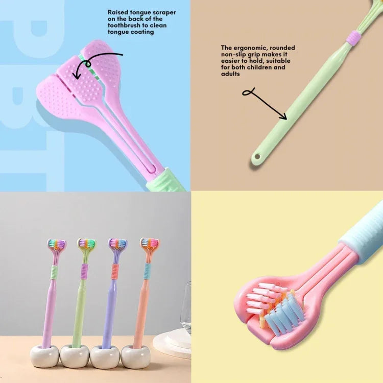 YALINA Brosse à dents à trois côtés Poils souples Brosse à dents en forme de V à 360 degrés, 418 Adultes Rose, 418 Adultes Violet, A22 Enfants Rose, A22 Enfants Jaune, A22 Enfants Bleu