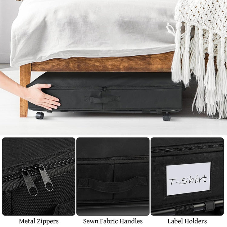 Bacs de rangement pliables sous le lit pour vêtements et chaussures avec roues et poignées, couvercle transparent gris 78x38x16cm