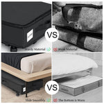 Bacs de rangement pliables sous le lit pour vêtements et chaussures avec roues et poignées, couvercle transparent gris 78x38x16cm
