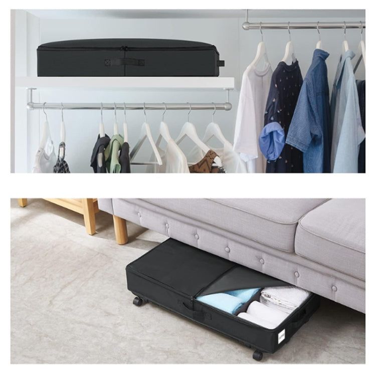 Bacs de rangement pliables sous le lit pour vêtements et chaussures avec roues et poignées, couvercle transparent gris 78x38x16cm