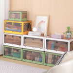 Boîte de Rangement Pliable en Plastique Organisateur Empilable avec Roulettes, Blanc 37 x 26,5 x 22 cm, Jaune 37 x 26,5 x 22 cm, Vert 37 x 26,5 x 22 cm, Couvercle en Bois Blanc 37 x 26,5 x 22 cm, Couvercle en Bois Jaune 37 x 26,5 x 22 cm