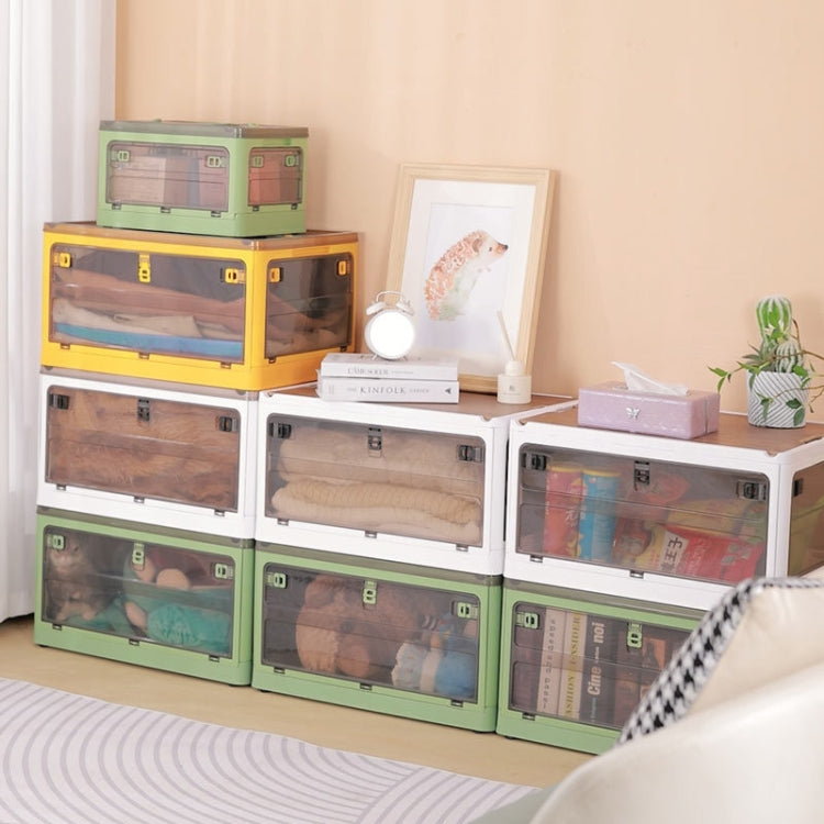 Boîte de Rangement Pliable en Plastique Organisateur Empilable avec Roulettes, Blanc 37 x 26,5 x 22 cm, Jaune 37 x 26,5 x 22 cm, Vert 37 x 26,5 x 22 cm, Couvercle en Bois Blanc 37 x 26,5 x 22 cm, Couvercle en Bois Jaune 37 x 26,5 x 22 cm