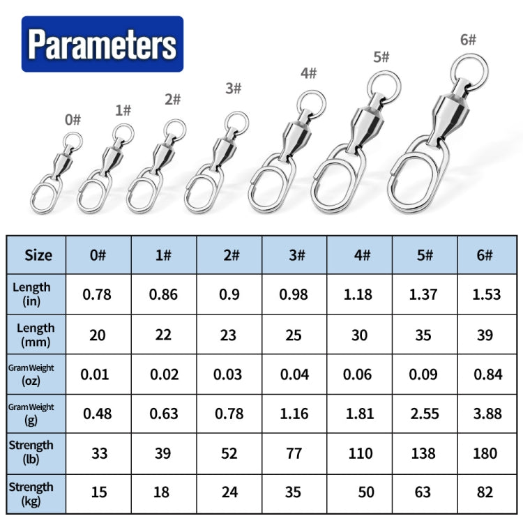 5 pièces / paquet PROBEROS DAC006 Leurres appâts connecteurs à anneaux 8 types, émerillons à roulement haute vitesse, épingle ovale, accessoires de pêche, 22mm, 23mm, 25mm, 30mm, 35mm