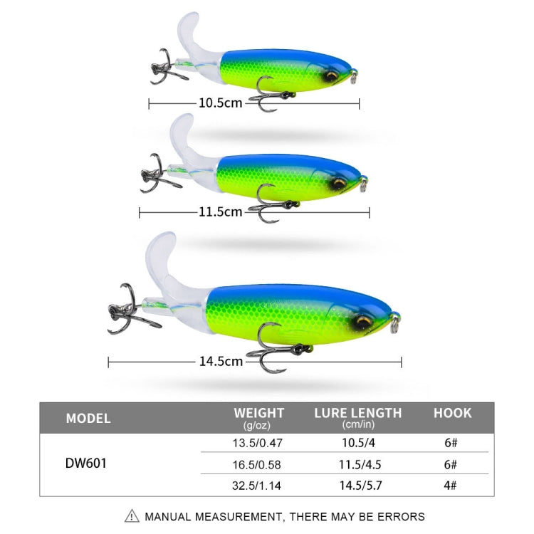 Leurres PROBEROS DW601 à hélice rotative à 360 degrés, leurre flottant tracteur topwater, appât poisson factice, 10,5cm/13,5g, 11,5cm/16,5g, 14,5cm/32,5g