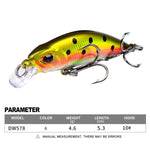 Leurre minnow coulant 5,3cm 4,6g, longue portée, appât dur plastique bionique, matériel de pêche, hameçon PROBEROS DW577 8003, hameçon ordinaire PROBEROS DW578