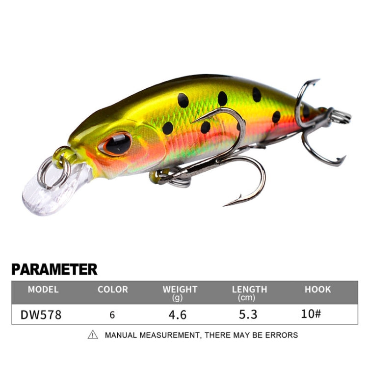 Leurre minnow coulant 5,3cm 4,6g, longue portée, appât dur plastique bionique, matériel de pêche, hameçon PROBEROS DW577 8003, hameçon ordinaire PROBEROS DW578