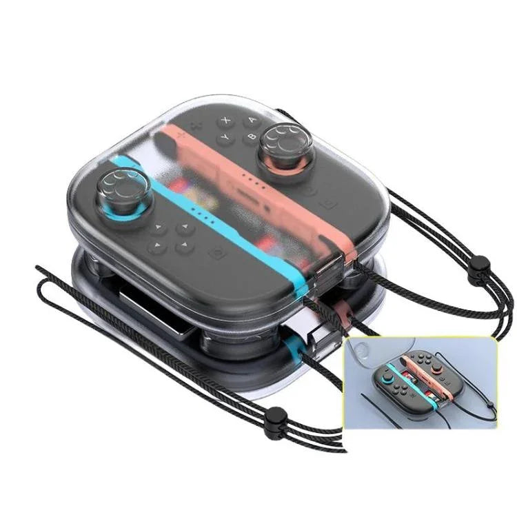 Pour Nintendo Switch 2 Boîte de rangement cristal Joy-Con Organisateur anti-rayures boîte de voyage avec 2 emplacements pour cartes de jeu, coque poignée blanche claire, coque poignée noire claire