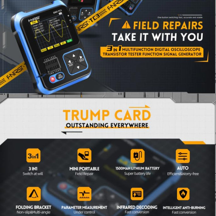 Oscilloscope numérique portable 3 en 1 FNIRSI, testeur de transistor LCR, DSO-TC3 standard, DSO-TC3 amélioré