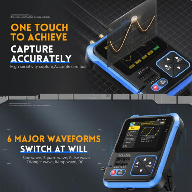 Oscilloscope numérique portable 3 en 1 FNIRSI, testeur de transistor LCR, DSO-TC3 standard, DSO-TC3 amélioré