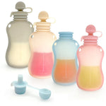 Pochettes réutilisables en silicone pour aliments de bébé, contenants à presser rechargeables, 150 ml Bleu, 150 ml Rose, 150 ml Beige
