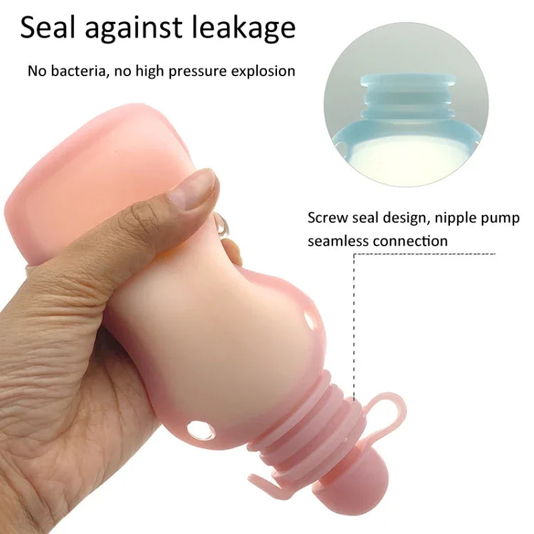 Pochettes réutilisables en silicone pour aliments de bébé, contenants à presser rechargeables, 150 ml Bleu, 150 ml Rose, 150 ml Beige