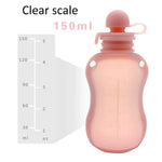 Pochettes réutilisables en silicone pour aliments de bébé, contenants à presser rechargeables, 150 ml Bleu, 150 ml Rose, 150 ml Beige