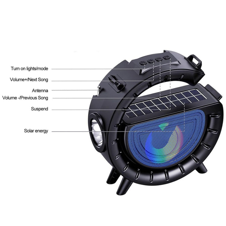 Lampe d'ambiance colorée en forme de G DV-800 Lampe torche Enceinte Bluetooth solaire sans fil