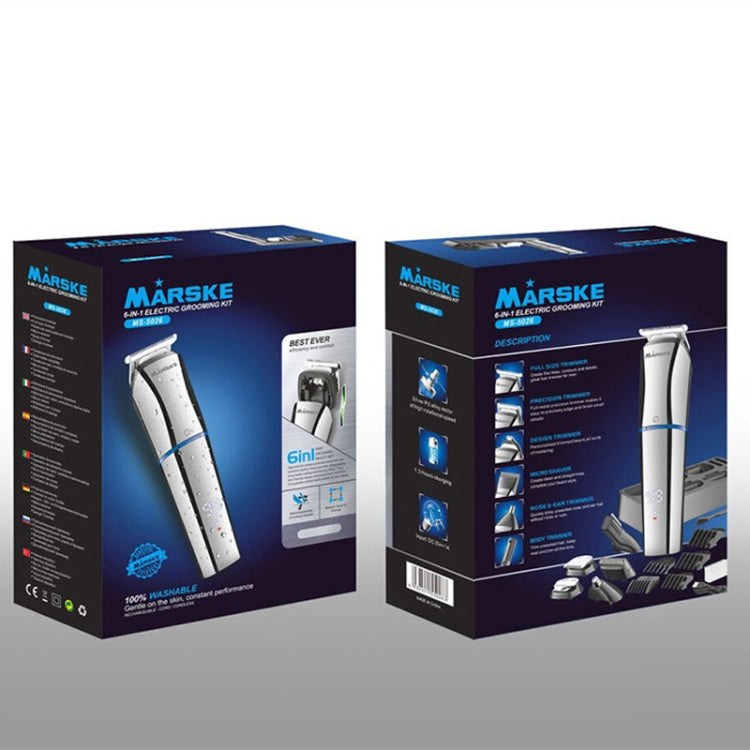MARSKE Tondeuse à Cheveux 6-en-1 Kit de Toilettage Rasoir Rechargeable pour Sculpture Tondeuse Nez, Prise UE, Prise US