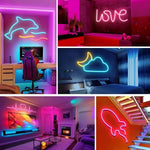 LIXINCORDA bande LED néon silicone souple 2m 5V USB à contrôle tactile, USB contrôle tactile (rose), USB contrôle tactile (blanc chaud), USB contrôle tactile (bleu)