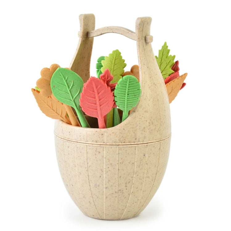 Ensemble de vaisselle en fibre de blé, mini fourchettes à dessert et à goûter, 16 fourchettes à fruits + 1 pot