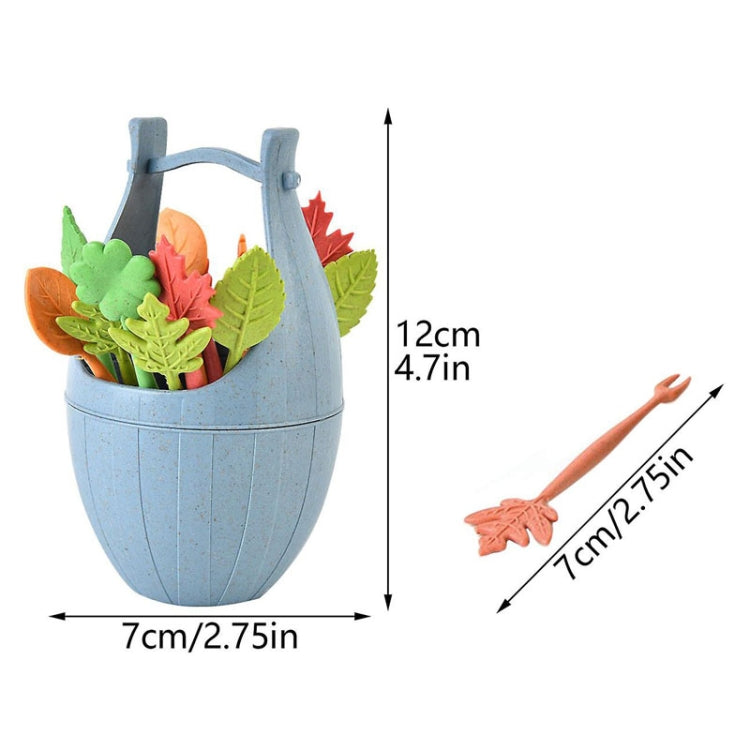 Ensemble de vaisselle en fibre de blé, mini fourchettes à dessert et à goûter, 16 fourchettes à fruits + 1 pot