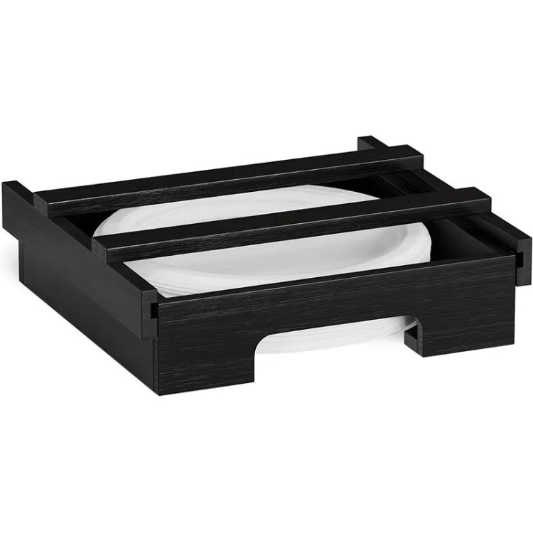 Distributeur d'assiettes en carton de 9 pouces sous l'armoire, porte-assiettes en bambou, étagère de rangement de cuisine, 24 x 26,5 x 6,5