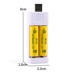 Chargeur de batterie rechargeable USB à insertion directe 2 emplacements pour piles AA / AAA, USB 2 emplacements