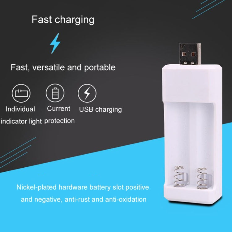 Chargeur de batterie rechargeable USB à insertion directe 2 emplacements pour piles AA / AAA, USB 2 emplacements