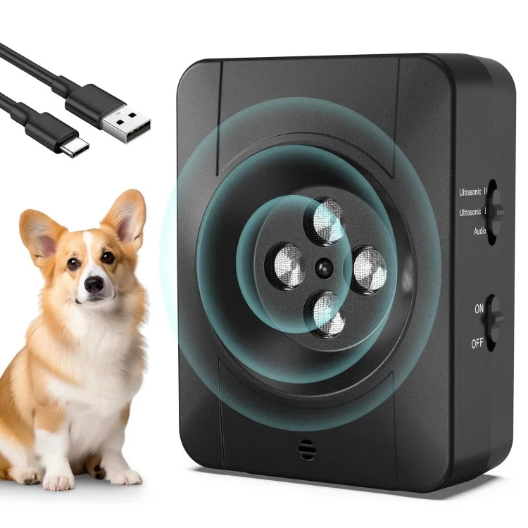 Dispositif Anti-Aboiement pour Chiens avec 4 Transmetteurs Ultrasoniques Améliorés, 3 Niveaux Réglables, 4 Têtes