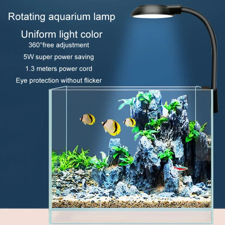 Lampe LED clip 5W pour aquarium, alimentation USB, lampe translucide pour plantes aquatiques